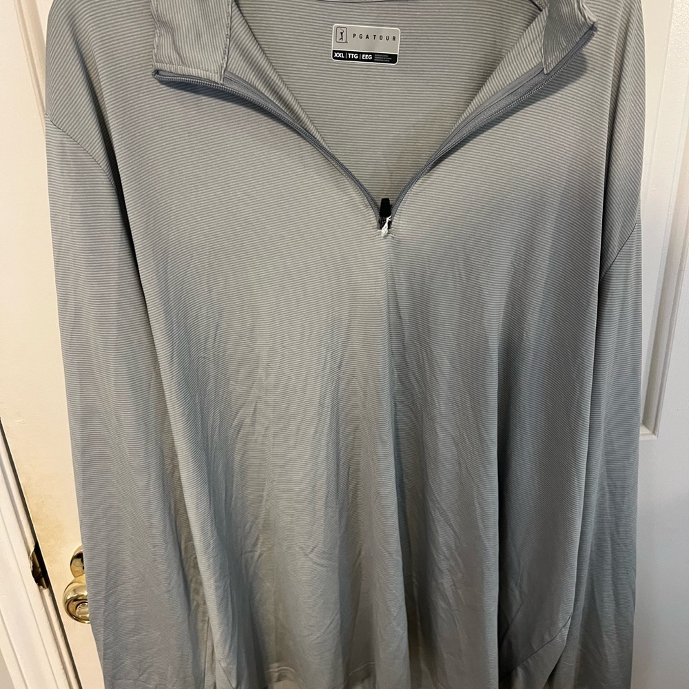 PGA Tour Light Gray Striped Pullover